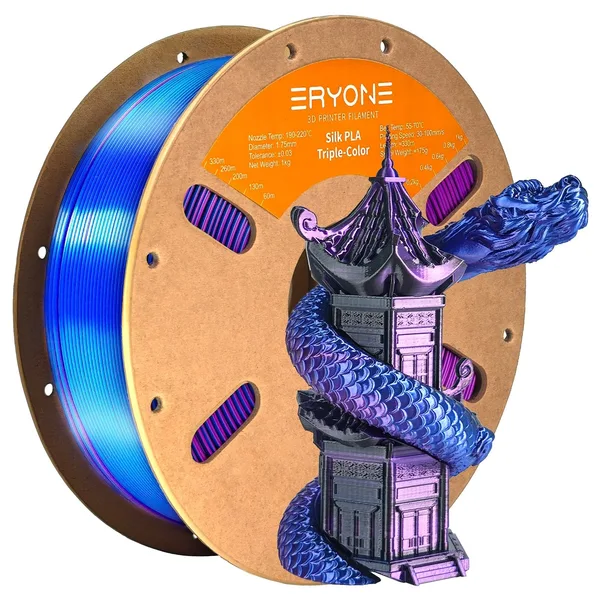ERYONE 3D Printer Filament, PLA Silk Triple-Color Filament -± (1kg)