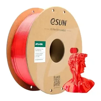 eSUN3D eSUN Silk PLA Filament, Silky Shiny 3D Printer Filament PLA, Dimensional Accuracy +/-, 1KG Spool (2.2 LBS) 3D Printing Filament for 3D Printers, Silk Red
