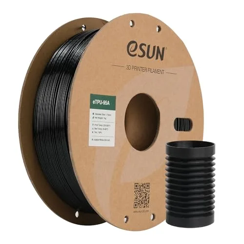 eSUN3D eSUN TPU 95A Filament, Flexible 3D Printer Filament TPU, Dimensional Accuracy +/-, 1KG Spool (2.2 LBS) 3D Printing Filament for 3D Printers, Black