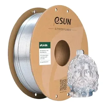 eSUN3D eSUN Silk Metal PLA Filament, Silky Metallic 3D Printer Filament PLA, Dimensional Accuracy +/-, 1KG Spool (2.2 LBS) 3D Printing Filament for 3D Printers, Silk Silver