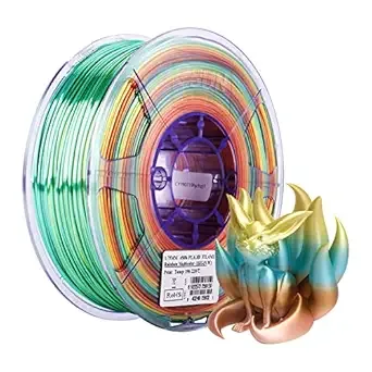 eSUN3D eSUN Silk Rainbow Metal PLA Filament, Silky Multicolored 3D Printer Filament PLA, 1KG Gradient Changing Multicolor Filament for 3D Printer, Silk Rainbow Multicolor