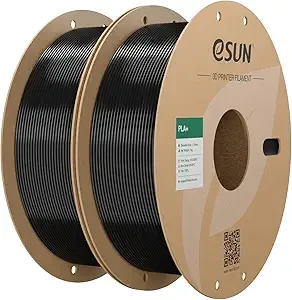 eSUN3D eSUN PLA+ Filament, 3D Printer Filament PLA Plus, Dimensional Accuracy +/-, 1KG per Spool, 2 Spools 3D Printing Filament, Black