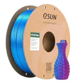 eSUN3D eSUN Silk Magic PLA Filament, Shiny Silk Dual Color Co Extrusion 3D Printer Filament, 1KG (2.2 LBS) Spool 3D Printing Color Change Filament for 3D Printers, Rose Red Blue