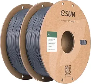 eSUN3D eSUN PLA+ Filament, 3D Printer Filament PLA Plus, Dimensional Accuracy +/-, 1KG per Spool, 2 Spools 3D Printing Filament, Grey