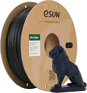 eSUN3D eSUN Matte PLA Filament, Matte 3D Printer PLA Filament, 1KG Spool 3D Printing Filament for 3D Printers, Paper Reel, Deep Black