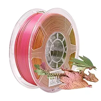 eSUN3D eSUN Silk Mystic PLA Filament, Shiny Silk Three Color Co Extrusion 3D Printer Filament, 1KG (2.2 LBS) Spool 3D Printing Color Change Filament for 3D Printers,Gold Red Green