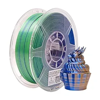 eSUN3D eSUN Silk Mystic PLA Filament, Shiny Silk Three Color Co Extrusion 3D Printer Filament, 1KG (2.2 LBS) Spool 3D Printing Color Change Filament for 3D Printers,Blue Orange Green