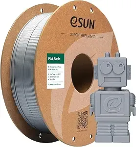 eSUN3D eSUN PLA Basic Filament, 3D Printer Filament High Speed PLA for Fast Printing, 1KG Spool (2.2 LBS) 3D Printing Filament for High Speed 3D Printers, Silver