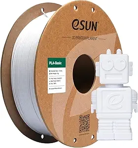 eSUN3D eSUN PLA Basic Filament, 3D Printer Filament High Speed PLA for Fast Printing, 1KG Spool (2.2 LBS) 3D Printing Filament for High Speed 3D Printers, Cold White