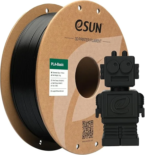 eSUN3D eSUN PLA Basic Filament, 3D Printer Filament High Speed PLA for Fast Printing, 1KG Spool (2.2 LBS) 3D Printing Filament for High Speed 3D Printers, Black
