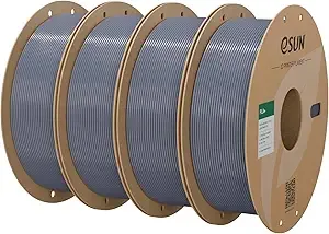 eSUN3D eSUN PLA+ Filament, 3D Printer Filament PLA Plus, Dimensional Accuracy +/-, 1KG per Spool, 4 Spools 3D Printing Filament, Grey