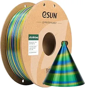 eSUN3D eSUN Silk Candy PLA Filament, Dynamic Candy Color System Silk PLA 3D Printer Filament, 1KG Gradient Changing Multicolor Shiny Filament for 3D Printer, Gold Blue Green