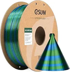 eSUN3D eSUN Silk Candy PLA Filament, Dynamic Candy Color System Silk PLA 3D Printer Filament, 1KG Gradient Changing Multicolor Shiny Filament for 3D Printer, Blue Green
