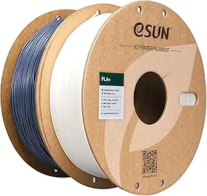 eSUN3D eSUN PLA+ Filament, 3D Printer Filament PLA Plus, Dimensional Accuracy +/-, 1KG per Spool, 2 Spools 3D Printing Filament, White + Grey