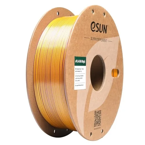 eSUN3D eSUN Silk Magic PLA Filament, Shiny Silk Dual Color Co Extrusion 3D Printer Filament, 1KG (2.2 LBS) Spool 3D Printing Color Change Filament for 3D Printers, Purple Gold