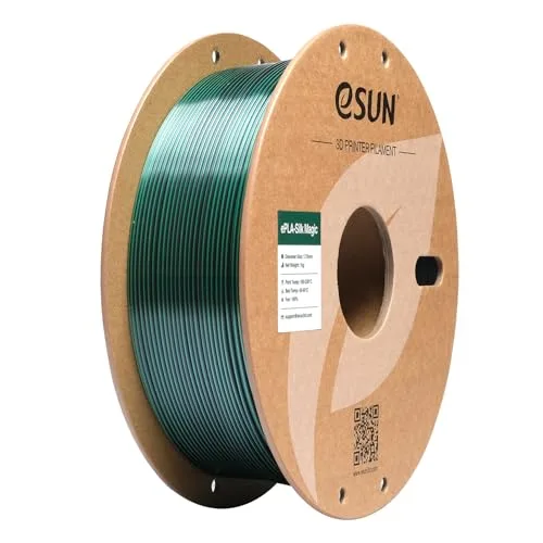 eSUN3D eSUN Silk Magic PLA Filament, Shiny Silk Dual Color Co Extrusion 3D Printer Filament, 1KG (2.2 LBS) Spool 3D Printing Color Change Filament for 3D Printers, Black Green