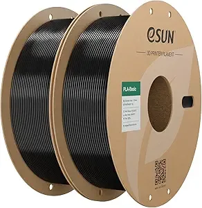 eSUN3D eSUN PLA Basic Filament, 3D Printer Filament High Speed PLA for Fast Printing, 1KG per Spool, 2 Spools High Speed 3D Printing Filament, Black