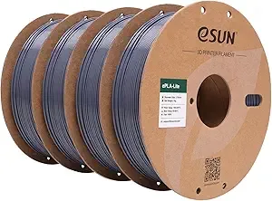 eSUN3D eSUN PLA Filament, High Toughness 3D Printer Filament Upgraded PLA Filament, Dimensional Accuracy +/-, 1KG per Spool, 4 Spools 3D Printing Filament for 3D Printers, Grey