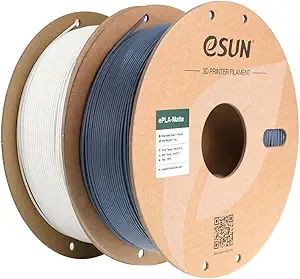 eSUN3D eSUN Matte PLA Filament, 1KG per Spool, 2 Spools Matte 3D Printing Filament for 3D Printers, Milky White + Dark Grey