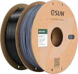 eSUN3D eSUN High Speed PLA+ Filament, 3D Printer Filament Speedy PLA Plus for Fast Printing, 1KG per Spool, 2 Spools 3D Printing Filament, Black + Grey