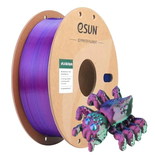 eSUN3D eSUN Silk Mystic PLA Filament, Shiny Silk Three Color Co Extrusion 3D Printer Filament, 1KG (2.2 LBS) Spool 3D Printing Color Change Filament for 3D Printers,Red Green Blue