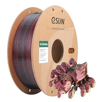 eSUN3D eSUN Silk Mystic PLA Filament, Shiny Silk Three Color Co Extrusion 3D Printer Filament, 1KG (2.2 LBS) Spool 3D Printing Color Change Filament for 3D Printers,Red Black Gold