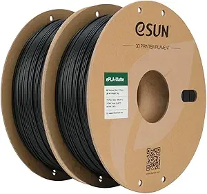 eSUN3D eSUN Matte PLA Filament, 1KG per Spool, 2 Spools Matte 3D Printing Filament for 3D Printers, Deep Black