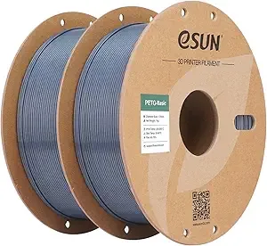 eSUN3D eSUN PETG Basic Filament, High Toughness Glossy PETG 3D Printing Filament, 1KG per Spool, 2 Spools 3D Printer Filament, Grey