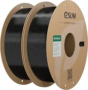eSUN3D eSUN PETG Basic Filament, High Toughness Glossy PETG 3D Printing Filament, 1KG per Spool, 2 Spools 3D Printer Filament, Black
