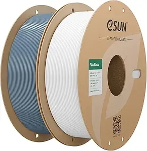 eSUN3D eSUN PLA Basic Filament, 3D Printer Filament High Speed PLA for Fast Printing, 1KG Spool, 2 Spools 3D Printer Filament, Grey + Cold White