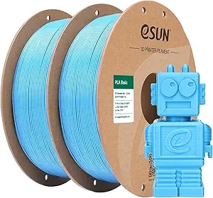 eSUN3D eSUN PLA Basic Filament, 3D Printer Filament High Speed PLA for Fast Printing, 1KG per Spool, 2 Spools High Speed 3D Printing Filament, Light Blue