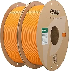 eSUN3D eSUN PLA Basic Filament, 3D Printer Filament High Speed PLA for Fast Printing, 1KG per Spool, 2 Spools High Speed 3D Printing Filament, Orange