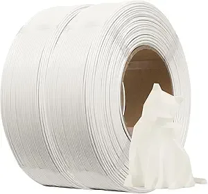 eSUN3D eSUN PLA+ Refilament, 3D Printer Refill PLA Plus, 1KG per Roll, 2 Rolls Spoolless 3D Printing Filament for 3D Printers,White