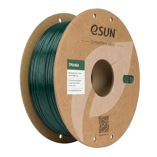 eSUN3D eSUN TPU 95A Filament, Flexible 3D Printer Filament TPU, Dimensional Accuracy +/-, 1KG Spool (2.2 LBS) 3D Printing Filament for 3D Printers, Green