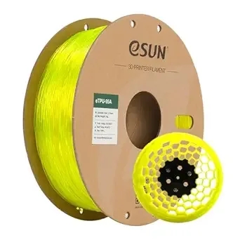 eSUN3D eSUN TPU 95A Filament, Flexible 3D Printer Filament TPU, Dimensional Accuracy +/-, 1KG Spool (2.2 LBS) 3D Printing Filament for 3D Printers, Transparent Yellow