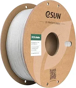 eSUN3D eSUN PETG Matte Filament, 3D Printer Filament Matte PETG, Temperature Resistance and Bending Resistance, 1KG Spool (2.2 LBS) 3D Printing Filament for 3D Printers, Concrete Grey