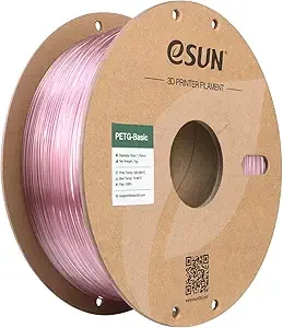 eSUN3D eSUN PETG Basic Filament, High Toughness Glossy PETG 3D Printing Filament, 1KG Spool (2.2 LBS) 3D Printer Filament, Translucent Light Pink