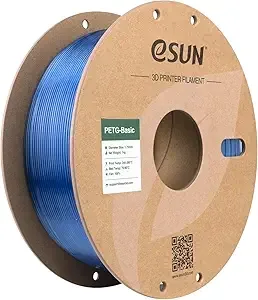 eSUN3D eSUN PETG Basic Filament, High Toughness Glossy PETG 3D Printing Filament, 1KG Spool (2.2 LBS) 3D Printer Filament, Translucent Light Blue
