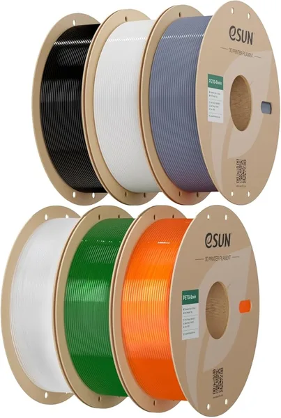 eSUN3D eSUN 6KG Bundle PETG Basic Filament, High Toughness Glossy PETG 3D Printing Filament, 6 Spools of 1KG(2.2lbs) PETG 3D Printer Filament, General Colors Bundle