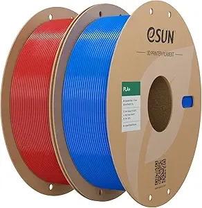 eSUN3D eSUN PLA+ Filament, 3D Printer Filament PLA Plus, Dimensional Accuracy +/-, 1KG per Spool, 2 Spools 3D Printing Filament, Fire Engine Red+Blue