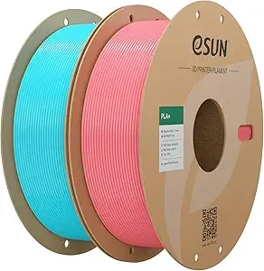 eSUN3D eSUN PLA+ Filament, 3D Printer Filament PLA Plus, Dimensional Accuracy +/-, 1KG per Spool, 2 Spools 3D Printing Filament, Light Blue+Pink