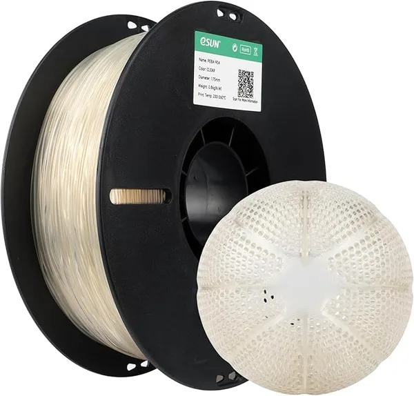 eSUN3D eSUN PEBA 90A Flexible 3D Printer Filament, 0.8kg (1.76lbs) Spool, 70% High Energy Return & Rebound, Lightweight & High Impact Resistance Elastic Material for Footwear, Drone Parts, Clear