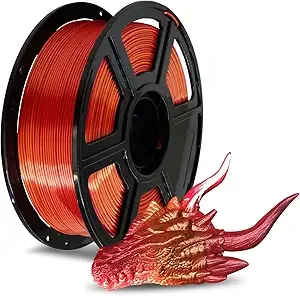 Flashforge FLASHFORGE Silk PLA Filament Gold to Red Gradient, 3D Printer Filament 1kg (2.2lbs) Spool, Smooth and Silky Texture 3D Printing Filament, Dimensional Accuracy +/-