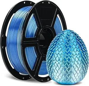 Flashforge FLASHFORGE Silk Dual Color Filament, Blue to Silver Gradient, Smooth Color-Changing 3D Printer Filament 1kg (2.2lbs) Spool, 3D Printing Filament Easy to Use and Fits for Most FDM 3D Printers