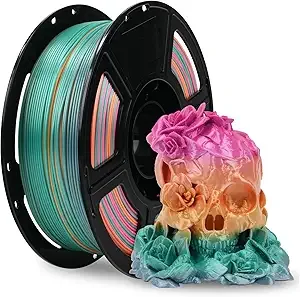 Flashforge FLASHFORGE Silk PLA Filament Ranbow Candy, 3D Printer Filament 1kg (2.2lbs) Spool, Smooth and Silky Texture 3D Printing Filament, Dimensional Accuracy +/-