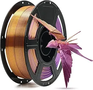 Flashforge FLASHFORGE Silk Tri-Color Filament, Red, Gold and Purple 3 in 1 Coextrusion Silk PLA Filament, 3D Printer Filament Color Change 1kg(2.2lbs) Spool, Dimensional Accuracy +/-
