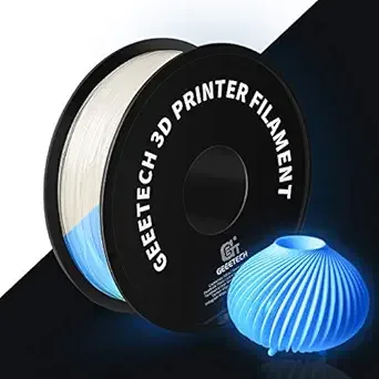 Geeetech GEEETECH Glow Blue in The Dark PLA, 3D Printer PLA Filament, Dimensional Accuracy +/-, 1kg (2.2LBS)/Spool