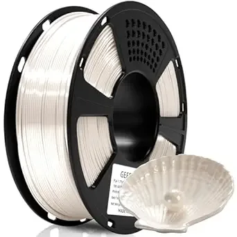 Geeetech Geeetech Silk PLA Filament for 3D Printer, Metal-Like Shiny Consumable 1kg (2.2lbs) 1 Spool, Dimensional Accuracy +/-,Metallic White