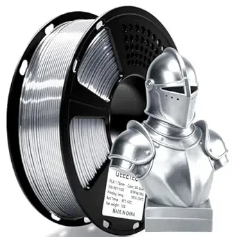 Geeetech Geeetech Silk PLA Filament for 3D Printer, Metal-Like Shiny 3D Filament 1kg (2.2lbs) 1 Spool, Dimensional Accuracy +/-, Metallic Silver Silk Filament