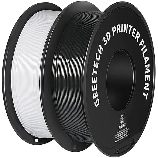 Geeetech Geeetech PLA 3D Printer Filament, Upgrade Tidy Winding Tangle-Free, Dimensional Accuracy +/-,Black and White (2kg)